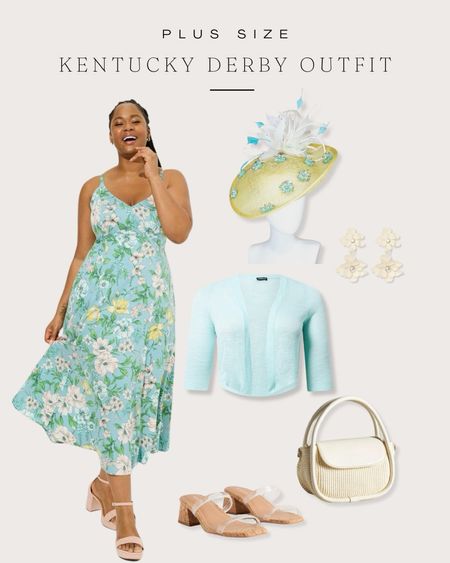 Plus size Kentucky derby outfit idea in blue and yellow with a fun fascinator  

#LTKover40 #LTKSeasonal #LTKplussize
