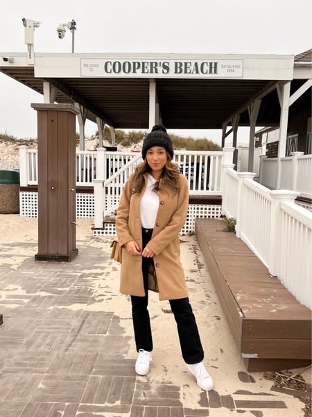 Fall outfit. Winter outfit. Hamptons. Wool coat. Winter coat. Black jeans. Easy outfit. Sneakers. Abercrombie.

#LTKfindsunder100 #LTKCyberWeek #LTKsalealert