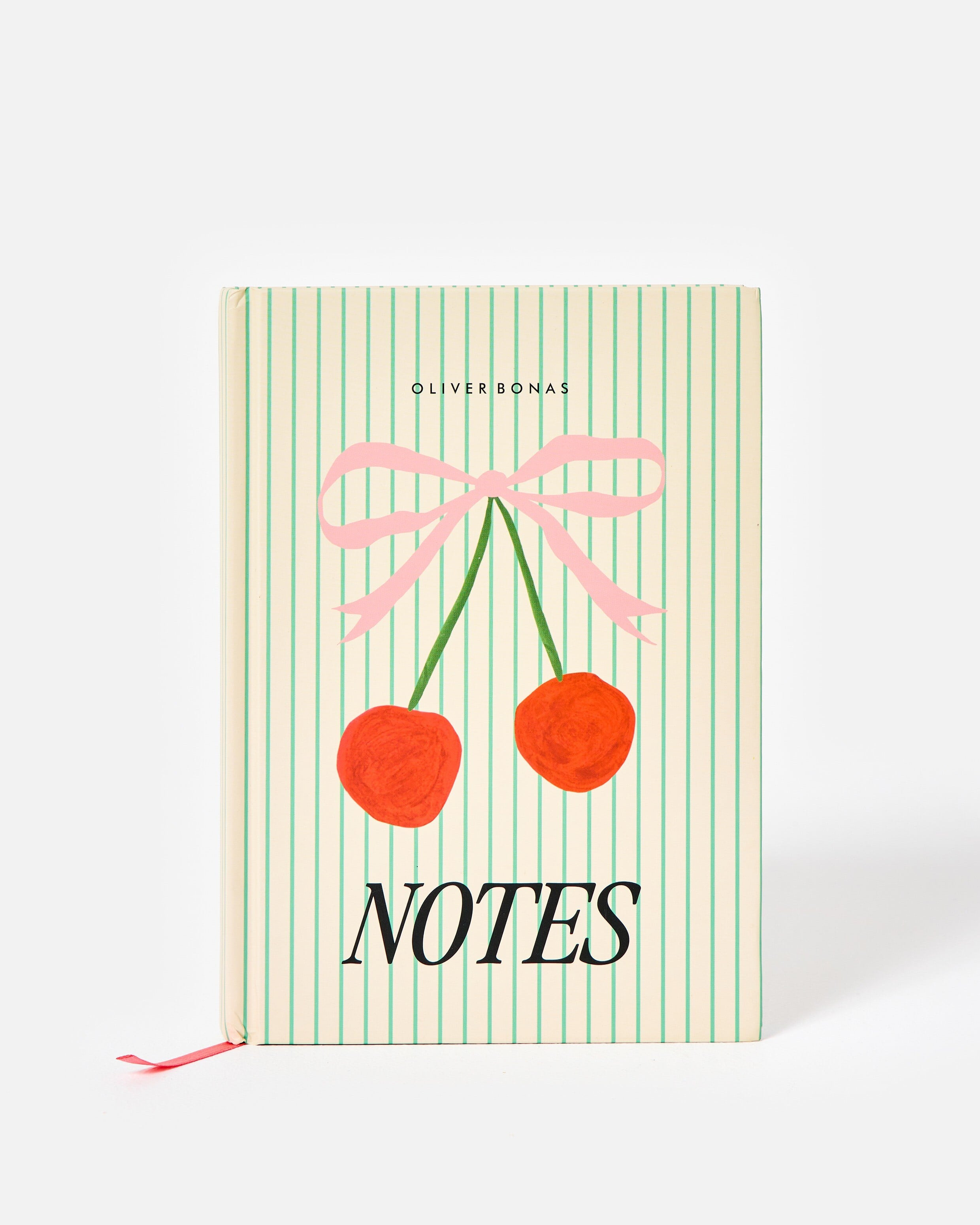 Green Striped Cherry Lined Notebook | Oliver Bonas | Oliver Bonas (Global)