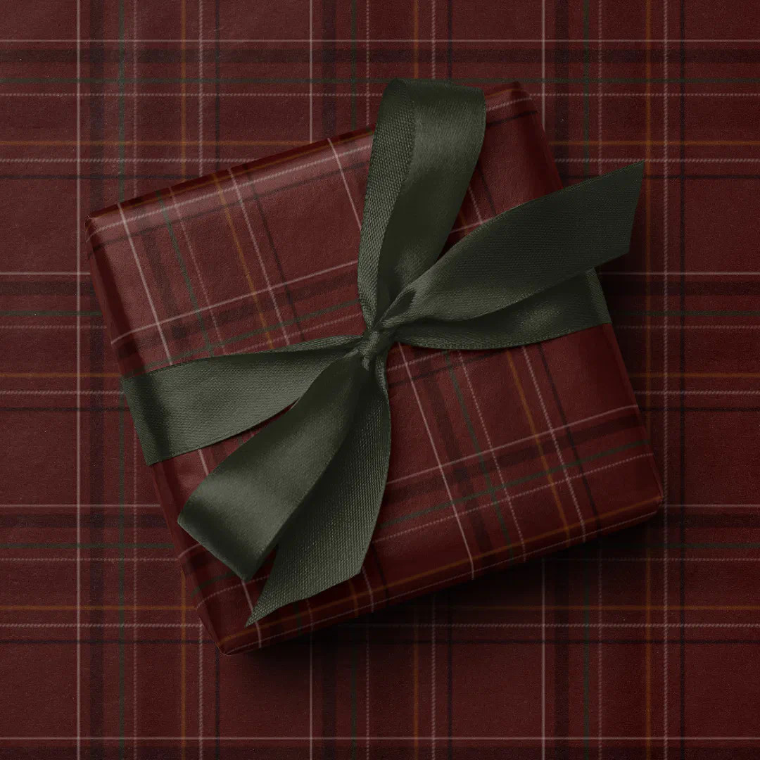 Classic holiday plaid stylish maroon Christmas Wrapping Paper | Zazzle | Zazzle