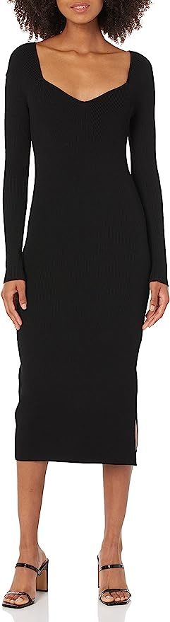 Amazon.com: The Drop Women's Cameron Ribbed Sweetheart Neckline Midi Sweater Dress, Black, XS : C... | Amazon (US)