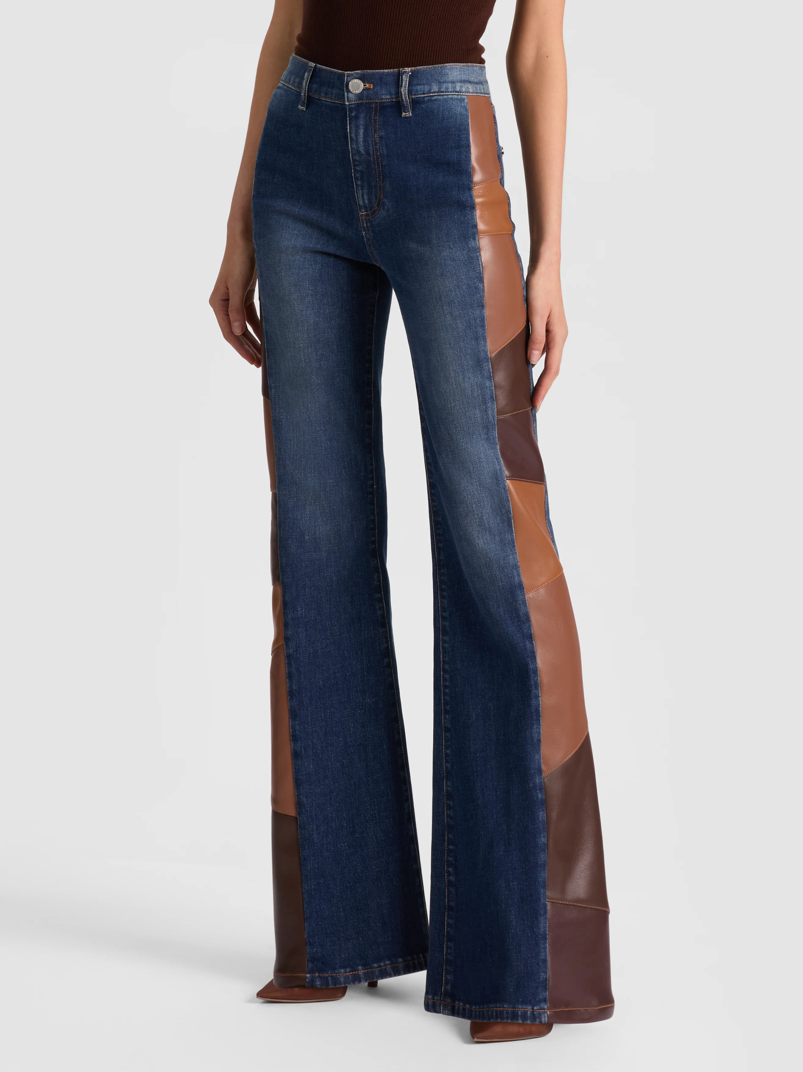 alice + olivia SB VEGAN PATCHWORK JEAN | Alice + Olivia