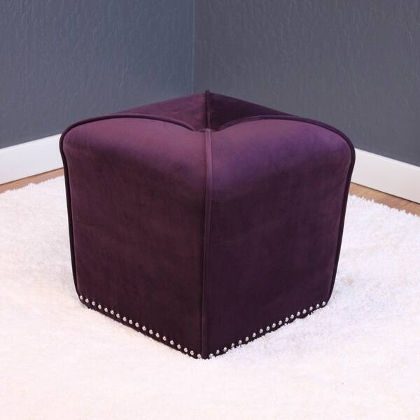 Aalten Velvet Ottoman - White | Bed Bath & Beyond