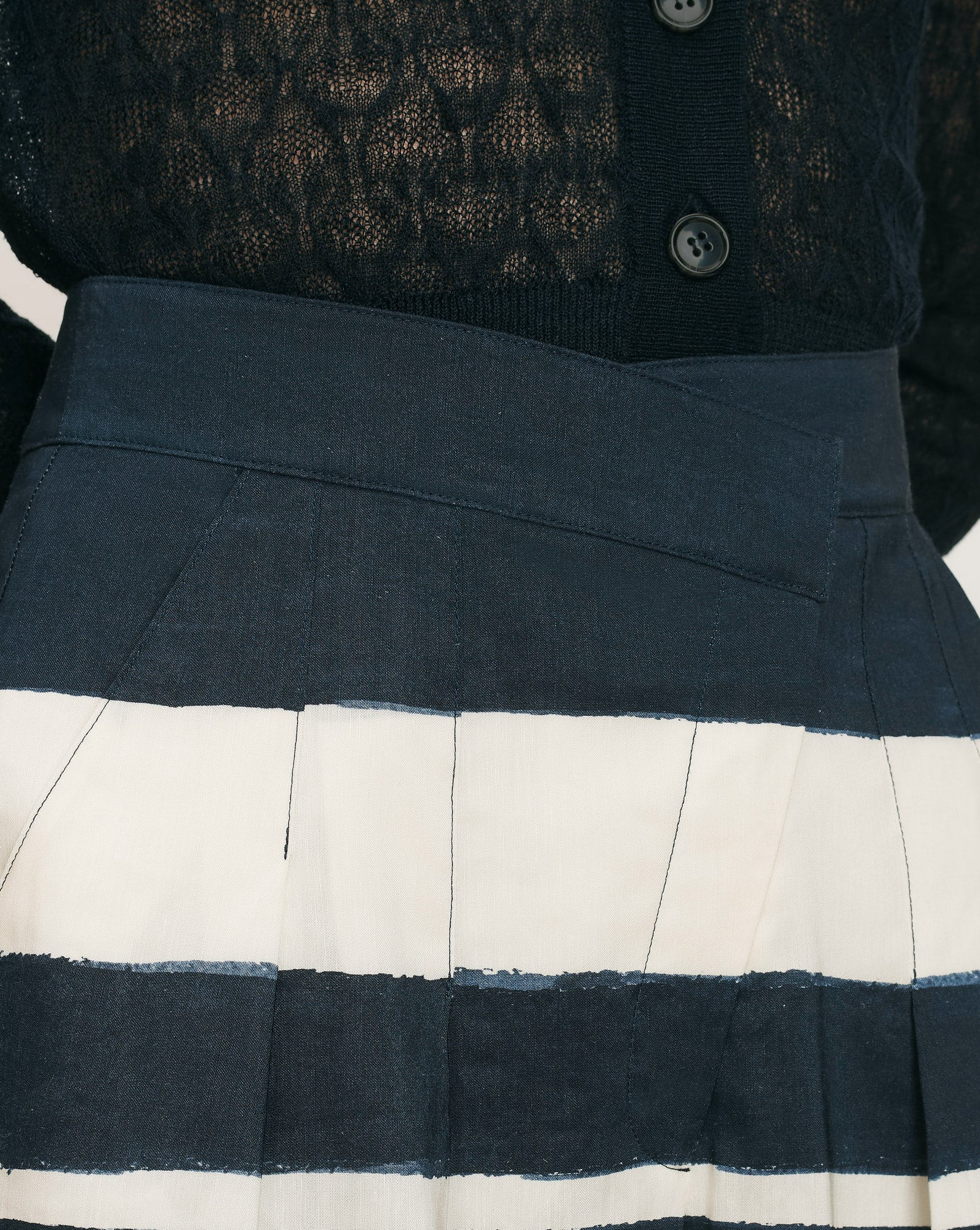 Heron Crossover Waistband Pant in Navy & Dove Stripes | Veronica Beard | Veronica Beard