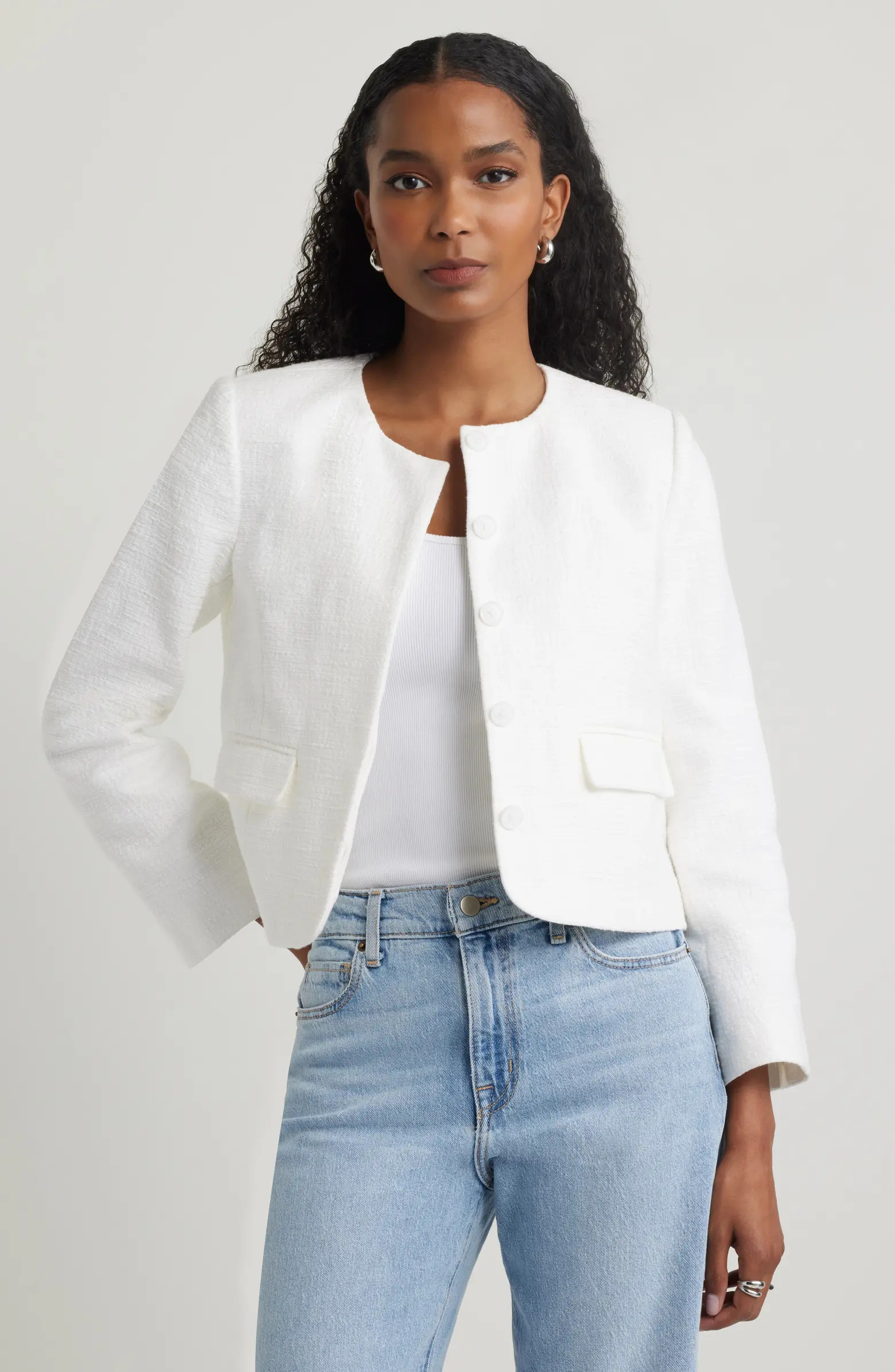 Textured Collarless Jacket | Nordstrom