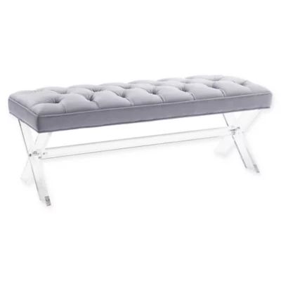 TOV Furniture Claira Lucite® and Velvet Bench in Grey | Bed Bath & Beyond