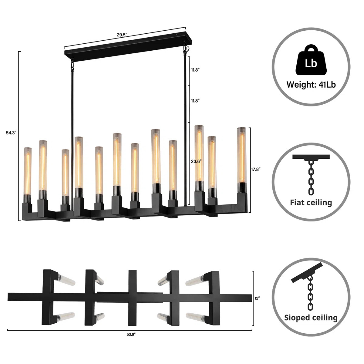 Naviel 12 - Light Glass LED Farmhouse Chandelier | Wayfair North America