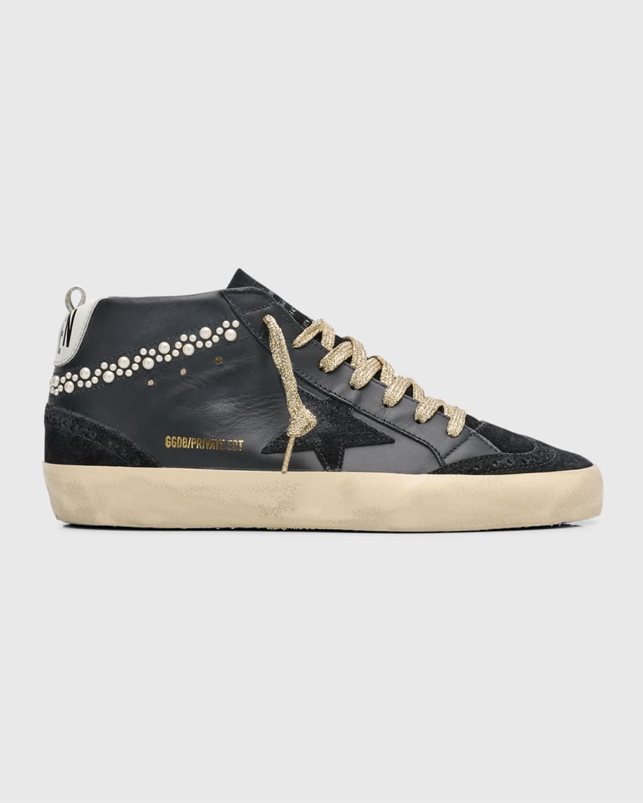 Golden Goose Midstar Mixed Leather Wing-Tip Sneakers | Neiman Marcus