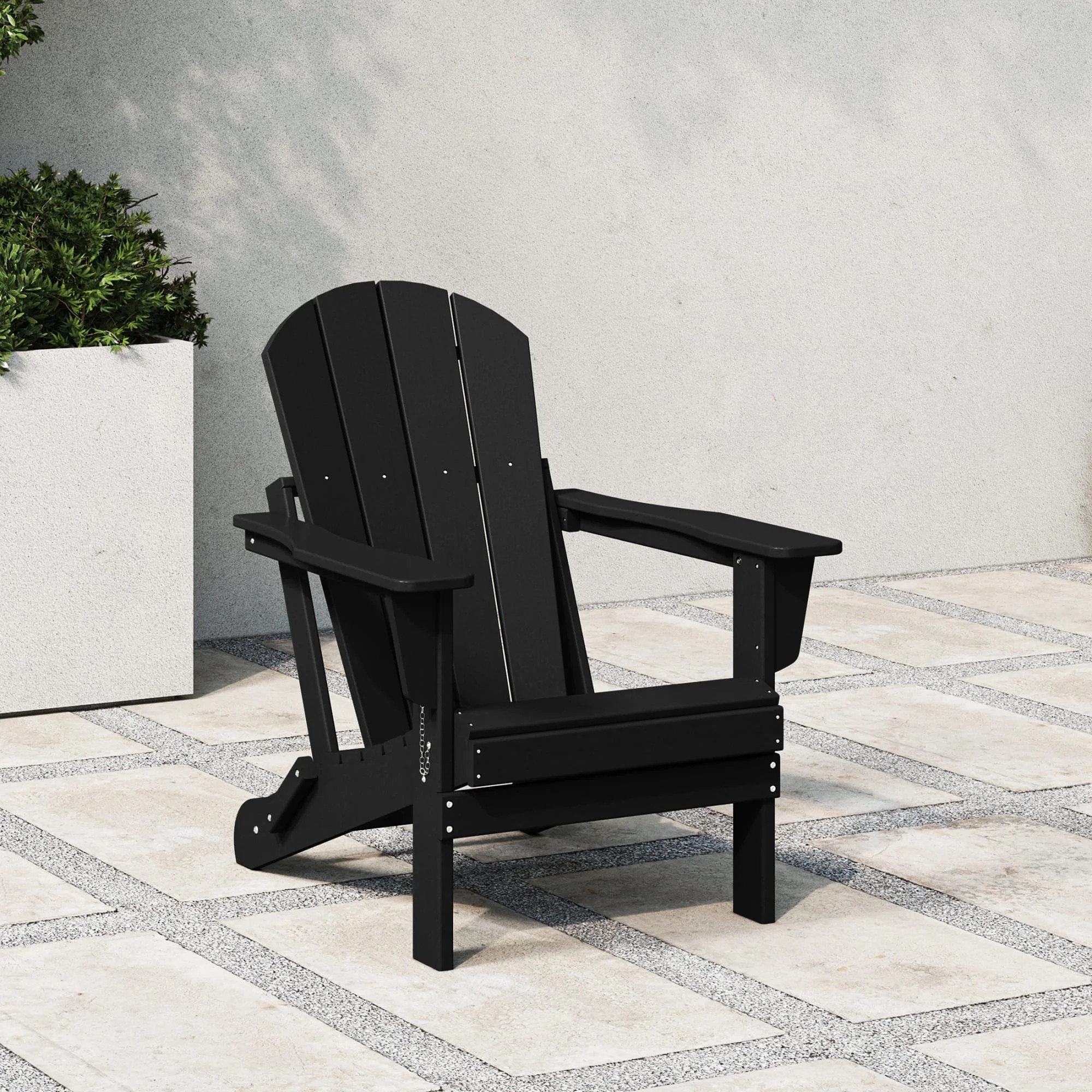 Westintrends Outdoor Folding HDPE Adirondack Chair, Patio Seat, Weather Resistant, Black | Walmart (US)