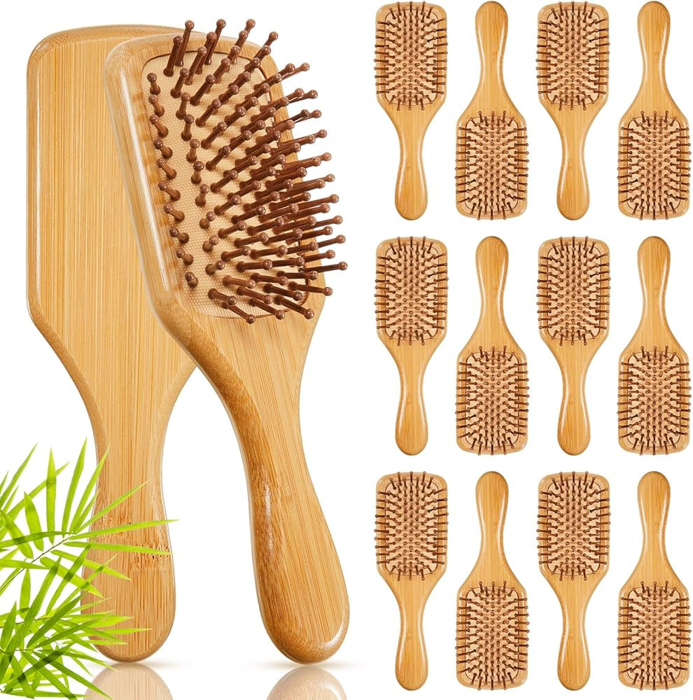 Tessco for you 12 Pcs Bamboo Hair Brushes Bulk Blank Wooden Paddle Brush Natural Scalp Massage An... | Amazon (US)