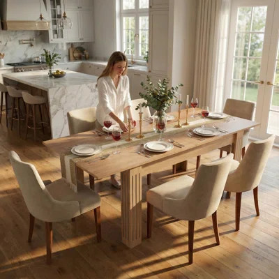 Extendable Kitchen Dining Table, 54"-85" Expandable Rectangular Dinner Table for 4-10 People, Modern Rectangular Dining Table with Sturdy Wood Frame & | Wayfair North America