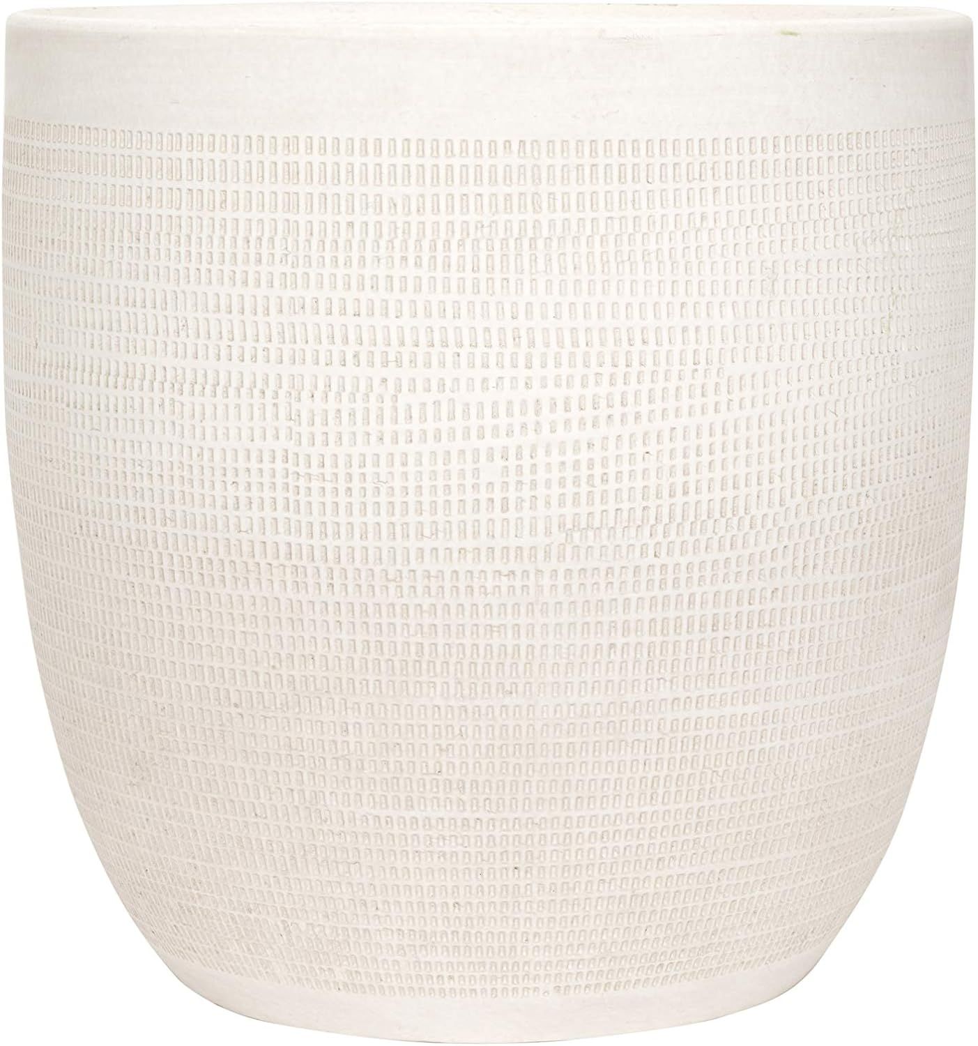 Creative Co-Op Large Matte White Embossed Stoneware Planter | Amazon (US)