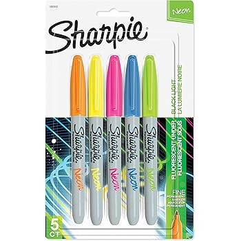 Sharpie 1860443 Neon Permanent Markers, Fine Point, Assorted Colors, 5 Count | Amazon (US)