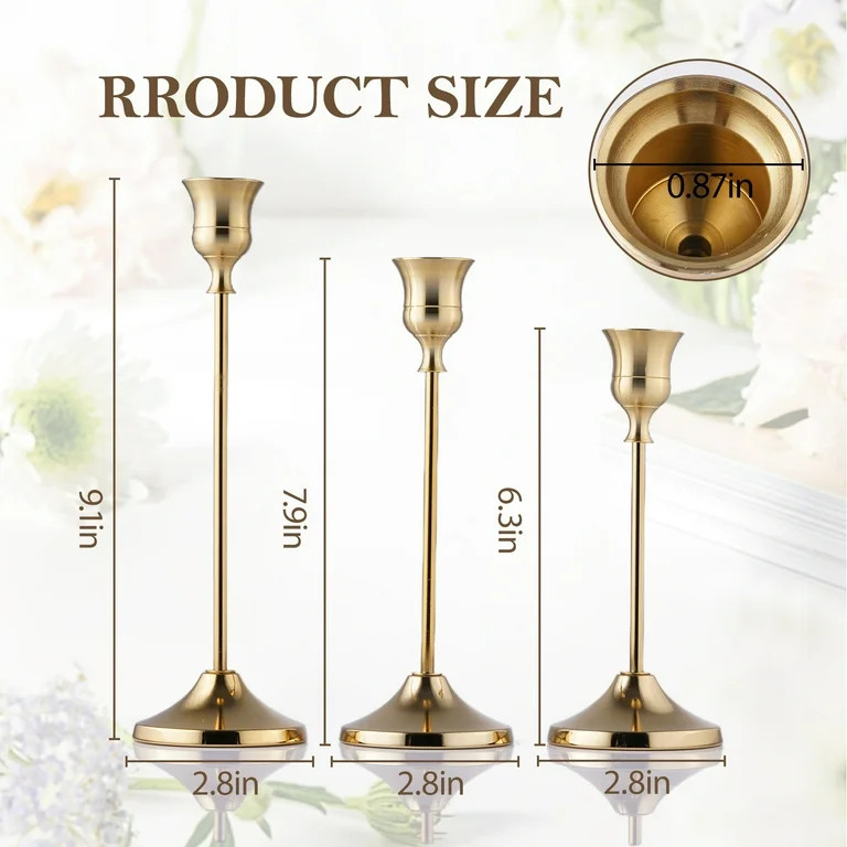 Lumikrypt 6 PCS Tapered Brass Vernacular Candle Holder, Metal Tapered Candle Holder, Vintage Deco... | Walmart (US)