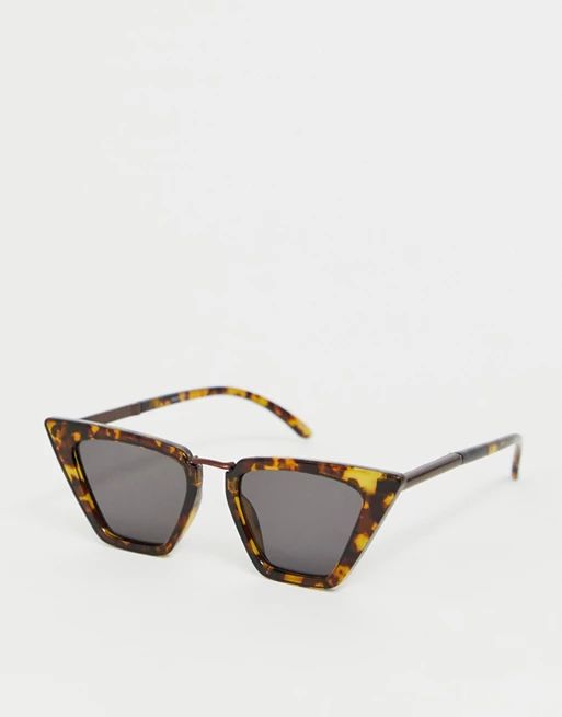 ASOS DESIGN cat eye sunglasses in tort with metal nose bridge | ASOS US