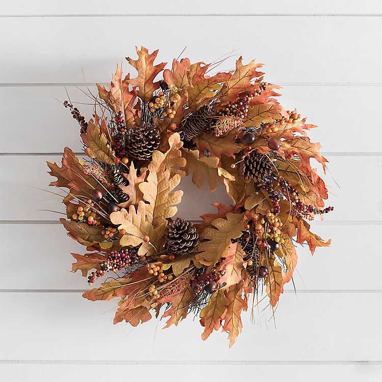 Harvest Leaves and Pine Cones Wreath | Kirkland's Home