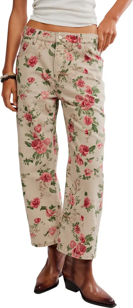 Deep Trance Floral Wide Leg Ankle Jeans | Nordstrom