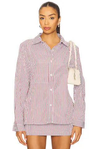x REVOLVE Estelle Shirt in Cranberry Stripe | Revolve Clothing (Global)