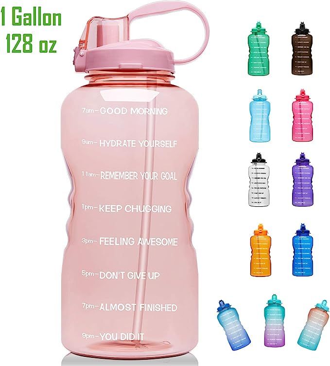 Giotto Large Gallon Motivational Water Bottle with Time Marker & Straw, Leakproof Tritan BPA Free... | Amazon (US)