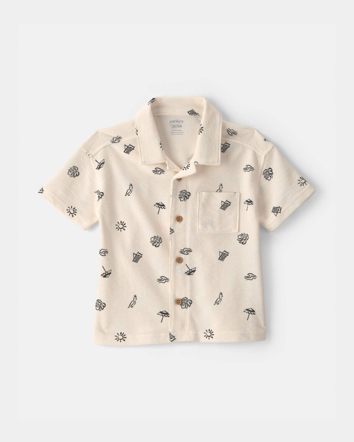 Toddler Boy Beach Short-Sleeve Button-Down Shirt - Black/Ivory | Carter's Inc