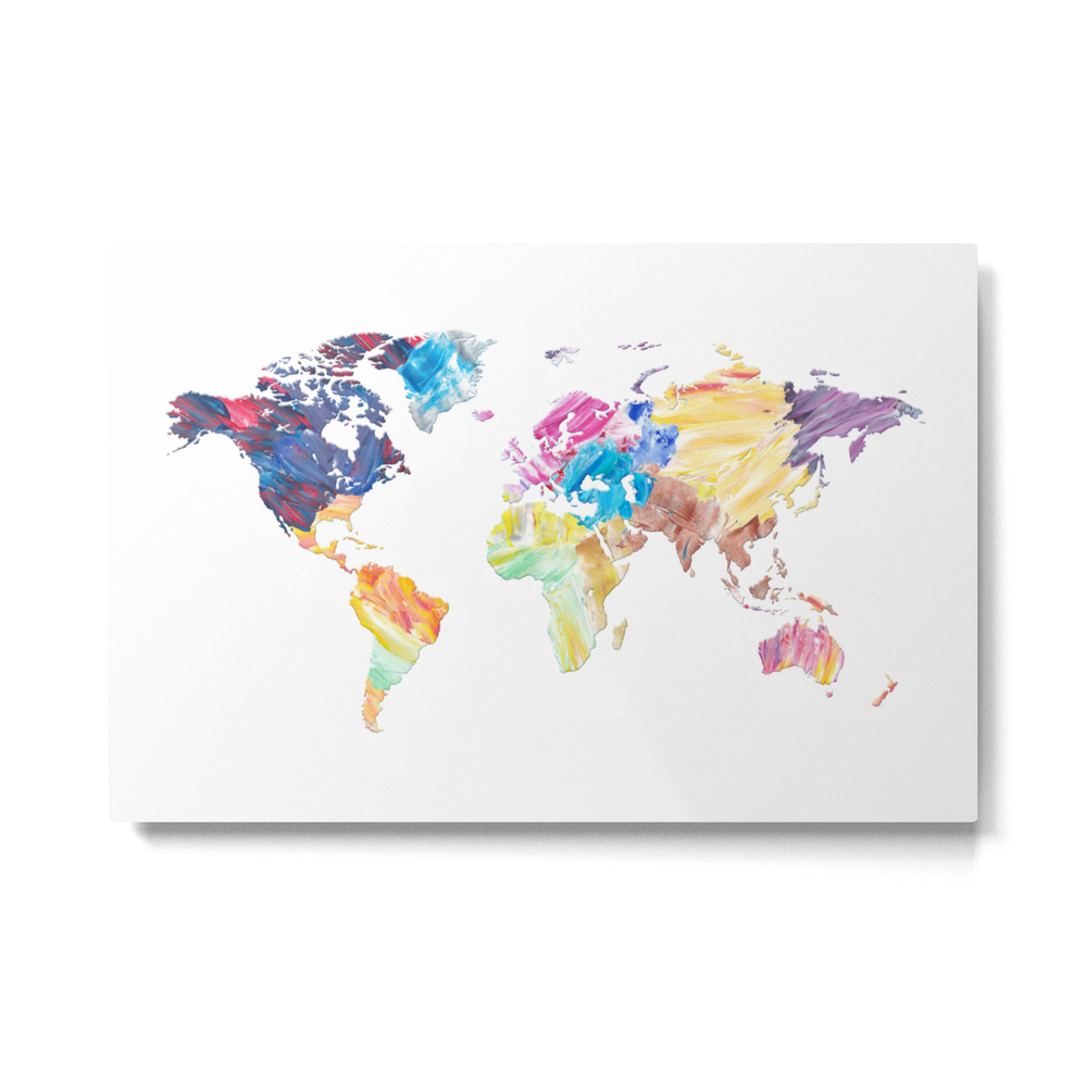 Abstract Colorful World Map Painting Metal Print by tmarchev | Society6
