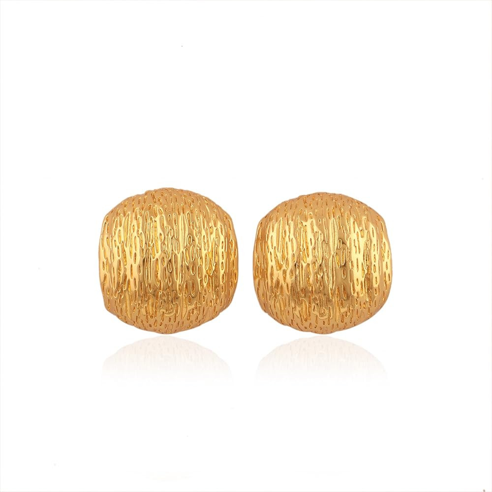 Elegant Gold Stud Earrings \u2013 18K Gold Textured Stud Earrings Statement Push Back Earring Wom... | Amazon (US)