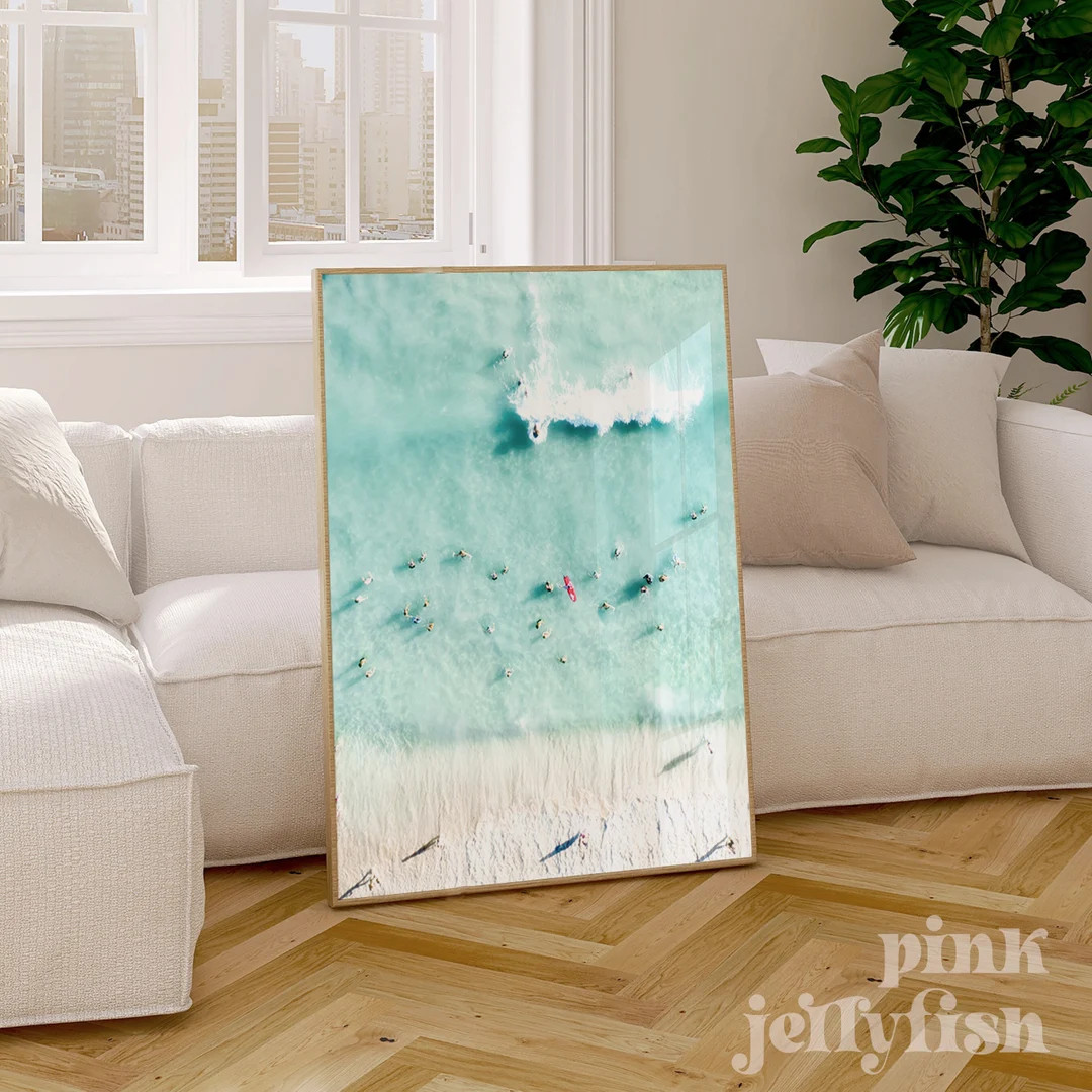 Aerial Surfers Beach Print, Surfing Printable Wall Art, Beach House Wall Art, Coastal Wall Art - ... | Etsy (US)