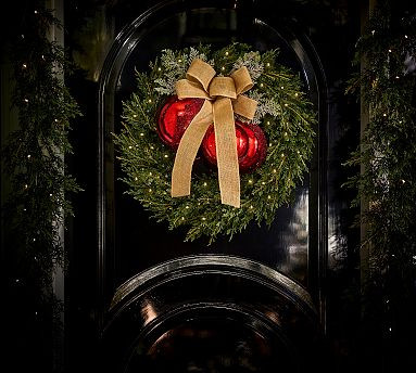 Lit Ornament and Bow Swag | Pottery Barn (US)