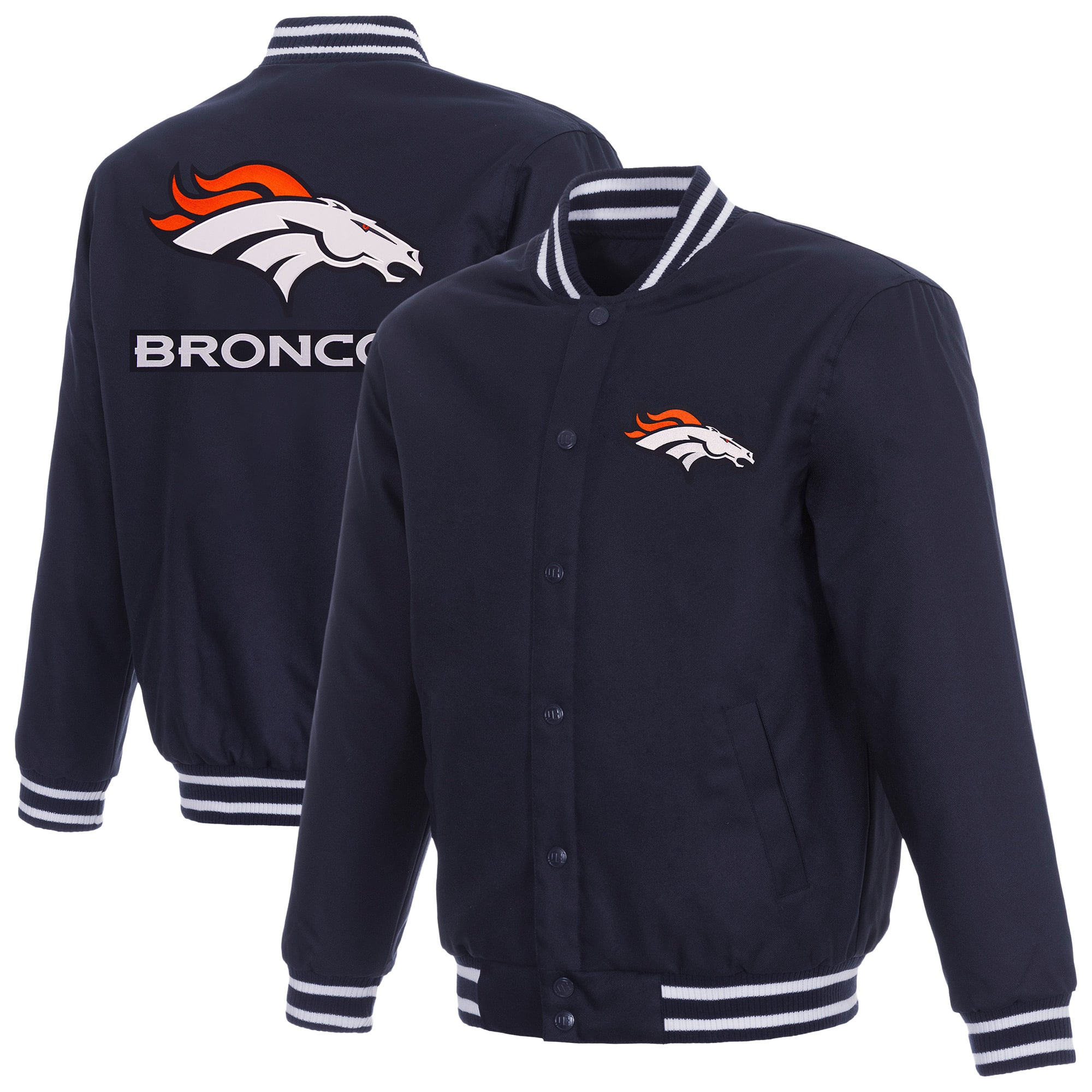 Men's JH Design Navy Denver Broncos Twill Full-Zip Jacket | Fanatics