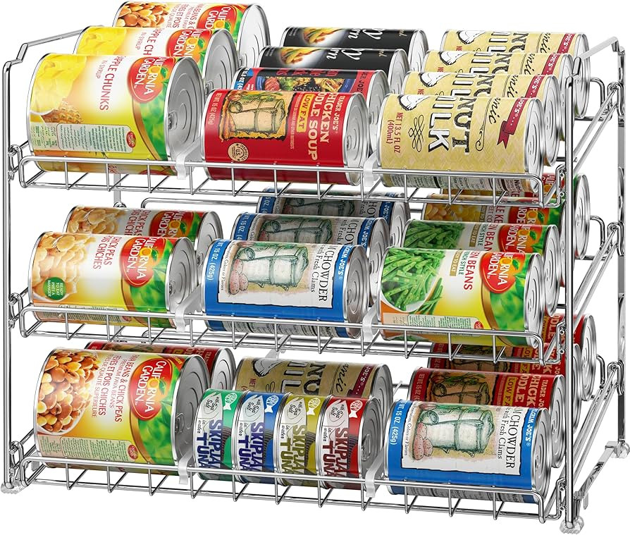 Simple Houseware Stackable Can Organizer Rack for Pantry/Cabinet – 11.5" D x 17" W x 13.75" H, ... | Amazon (US)