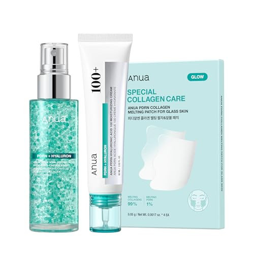 Anua PDRN Collagen Glass Skin Trio, PDRN Salmon DNA Serum Spray, Collagen Patch Facial Fine Line & Cream, Complete Glow Routine, Face Mist with Special Patch Duo, Korean Skincare Set | Amazon (US)