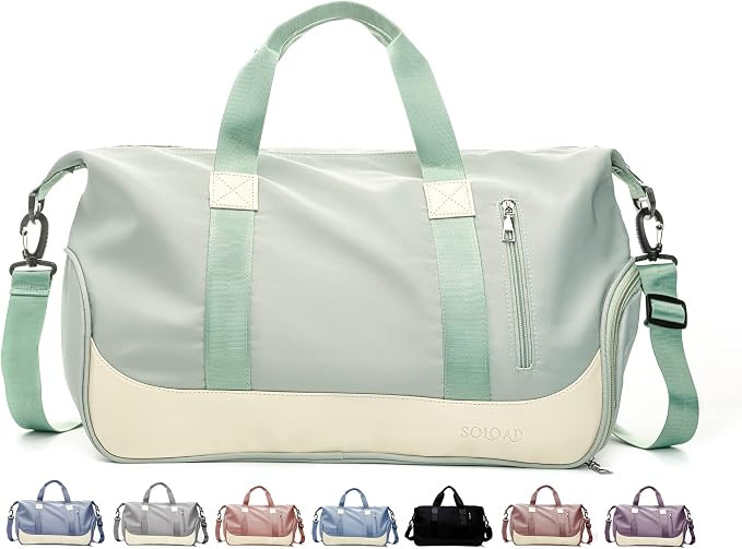 SOLOAD Sports Gym Bag Duffel Bag Lightweight with Shoes Compartment & Wet Pocket (Green) | Amazon (US)