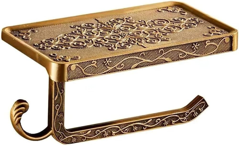 Vintage Toilet Paper Holder Wall Mount Toilet Roll Holder with Shelf and Hook Bronze Antique Bath... | Amazon (US)