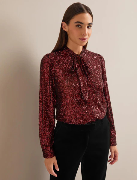 Elara Sequin Blouse - Burgundy | Cefinn