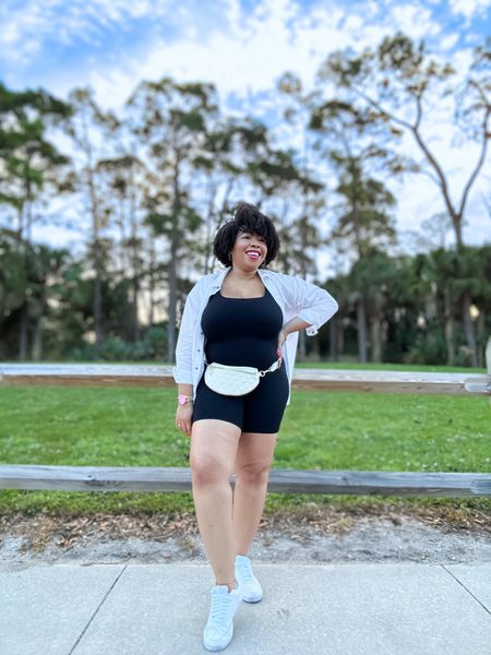 OOTD. This outfit is great for errands. I love this black romper jumpsuit. It’s been my go to lately for errands or going to the park with my son. It’s easy to slide on and very comfortable. 

I paired it with an oversized white shirt, my white Nike court vision sneakers and a small crossbody sling bag/ fanny pack /chest belt bum bag. 

#amazonfinds #amazonfashion

#LTKstyletip #LTKMostLoved #LTKfindsunder50