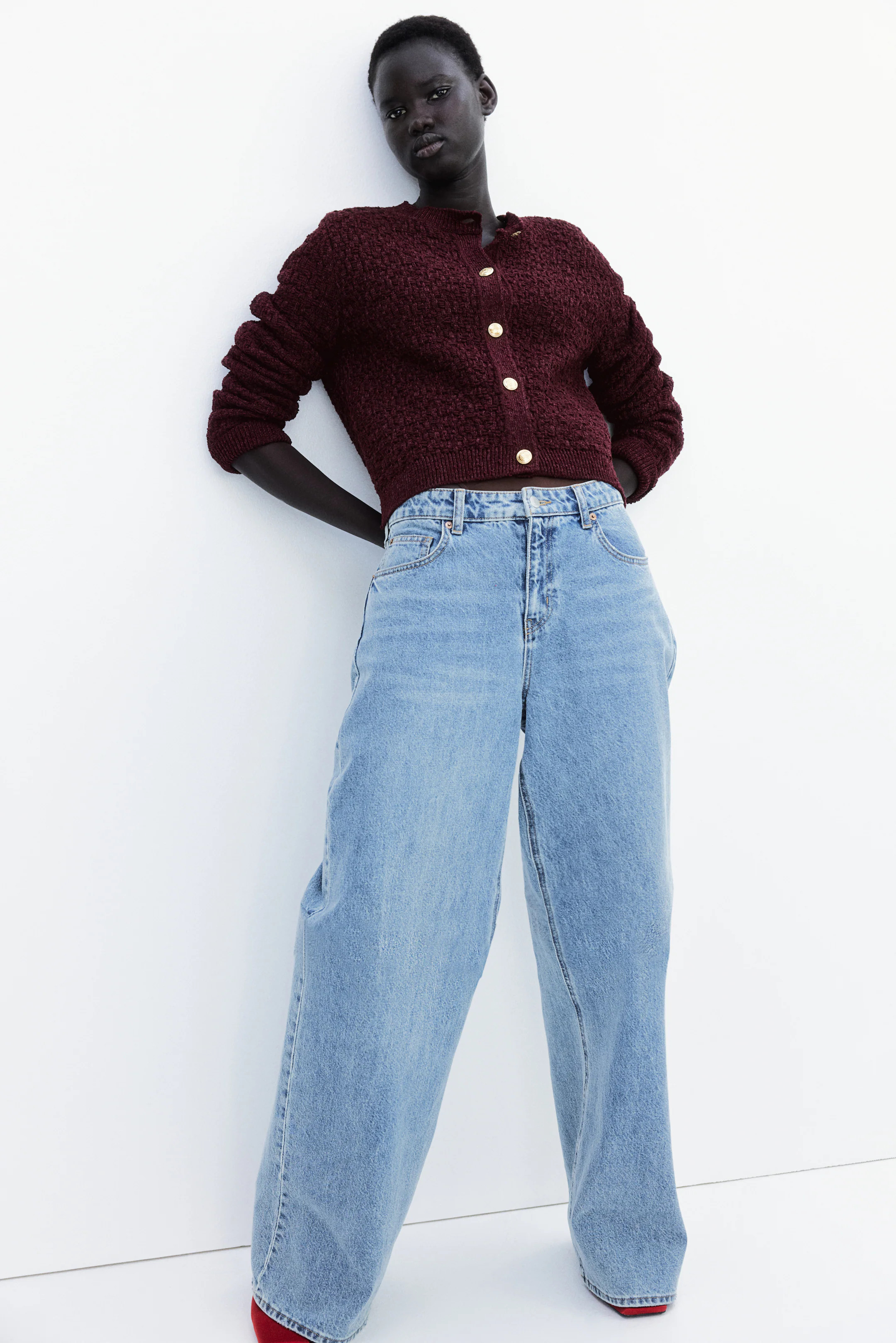 Cardigan in Strukturstrick - Weinrot - Ladies | H&M AT | H&M (DE, AT, CH, NL, FI)