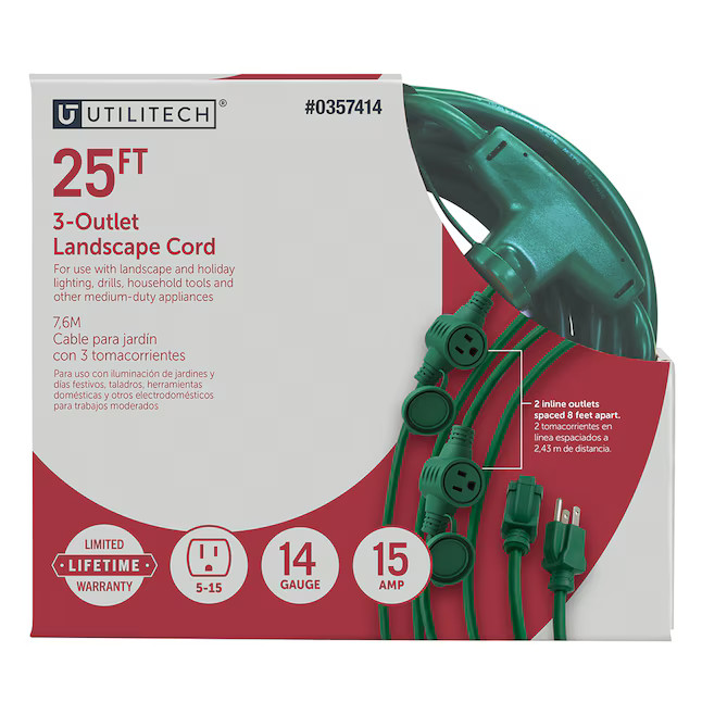 PRIME Outdoor landscape 25-ft 14/3 Green 3 Prong Outdoor SJTW Medium Duty | Lowe's