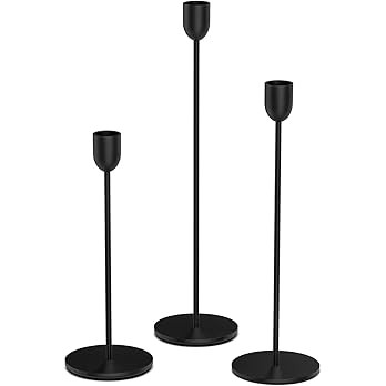ChefBee Black Candle Candlestick Holder - 3PCS Taper Candle Holders for Table Centerpiece Wedding... | Amazon (US)