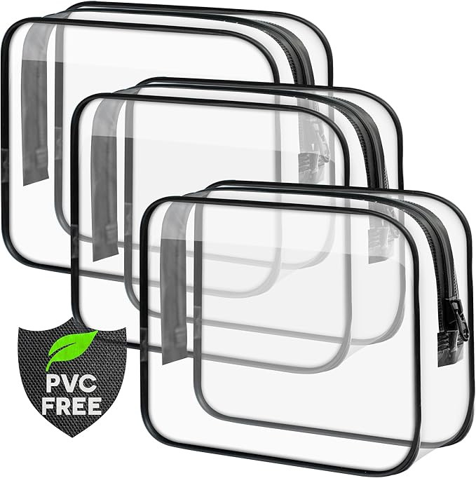 SPLF 3 Pack TSA Approved Toiletry Bag, PVC Free Waterproof Clear Travel Bags for Toiletries, Quar... | Amazon (US)