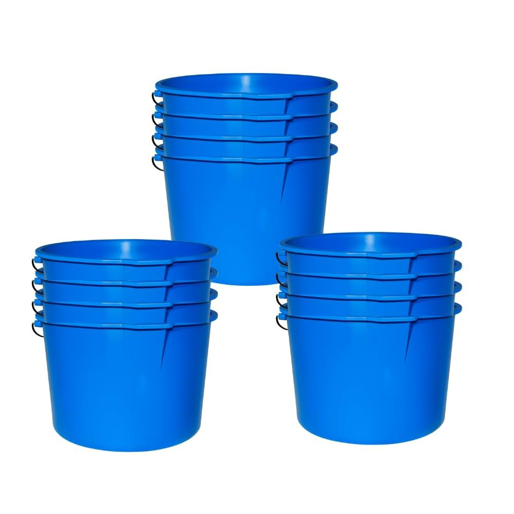 12 Pack Blue Plastic Buckets with Metal Handle – Multipurpose Utility Pails for Painting, Craft... | Amazon (US)