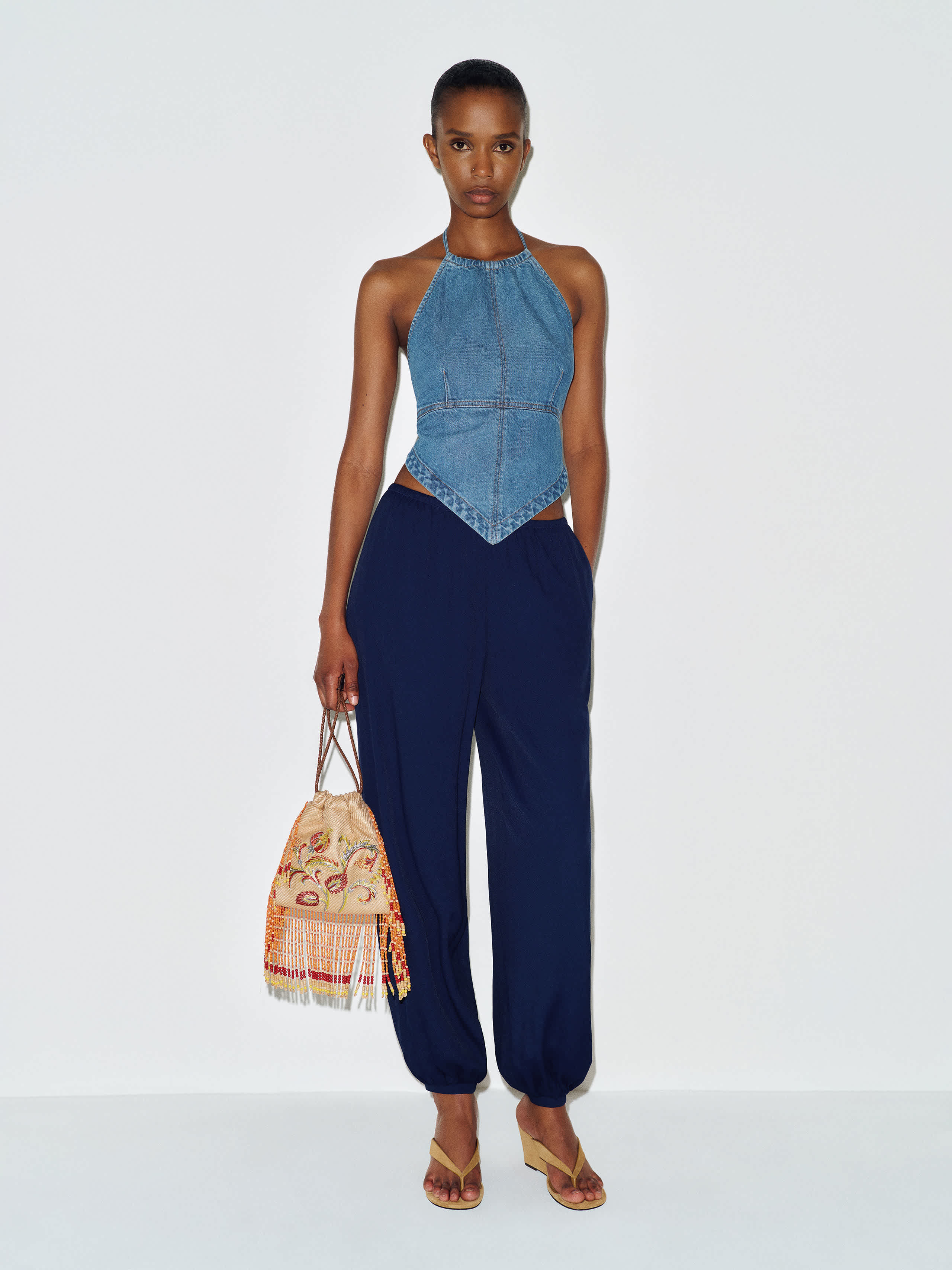 Reformation Dana Denim Halter Top Blue Large | Reformation (Global)