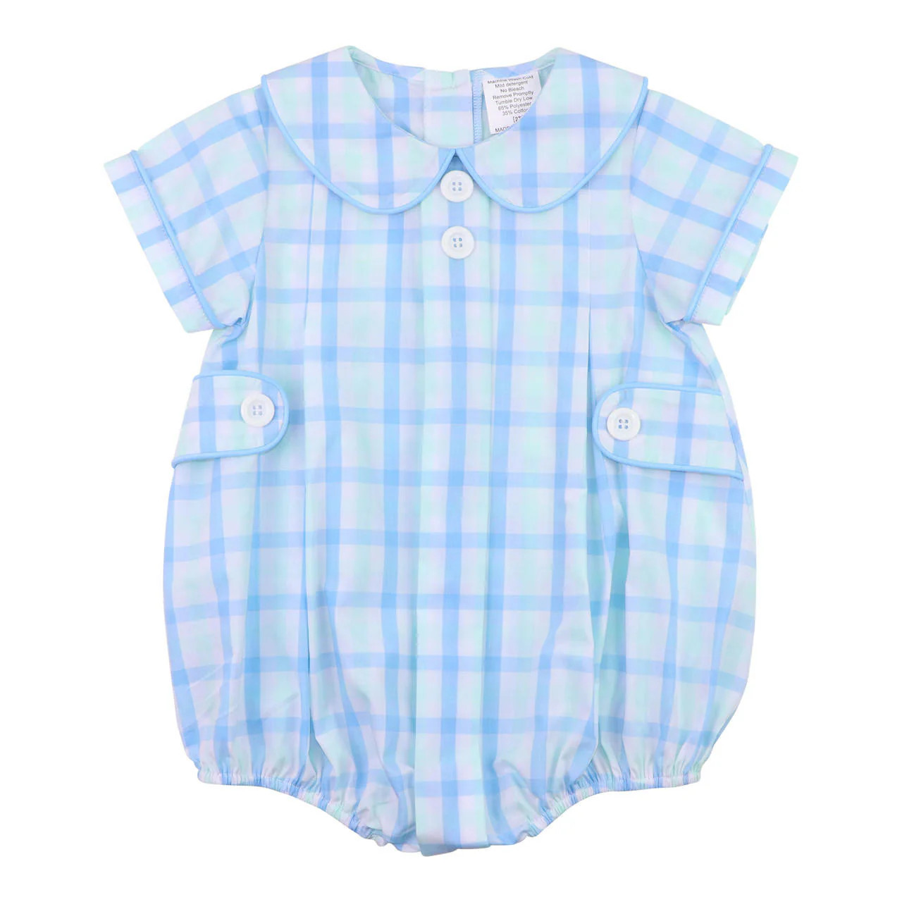 Mint And Blue Plaid Tab Bubble | Cecil and Lou