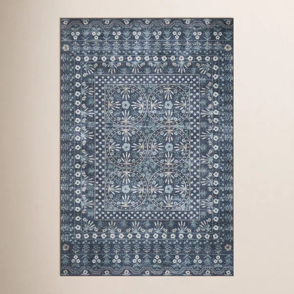 Rifle Paper Co. x Loloi Maison MAO-03 Rosette Blue Rug | Wayfair North America