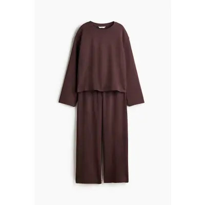 H&M 2-piece Cotton Sweatshirt And Sweatpants Set in Dark Purple at Nordstrom, Size X-Small | Nordstrom