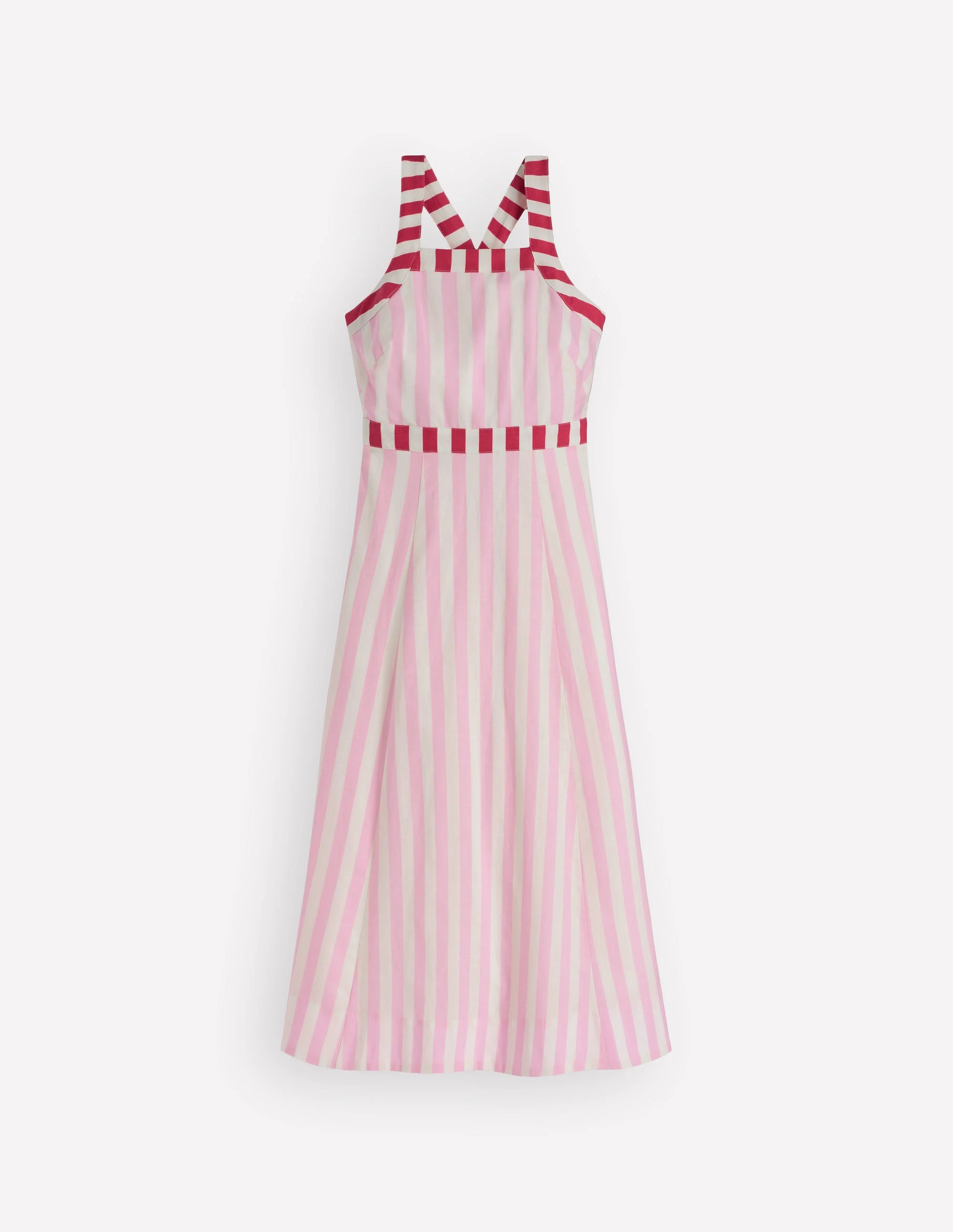 Cross-back Linen Blend Dress-Orchid Pink Stripe | Boden (US)