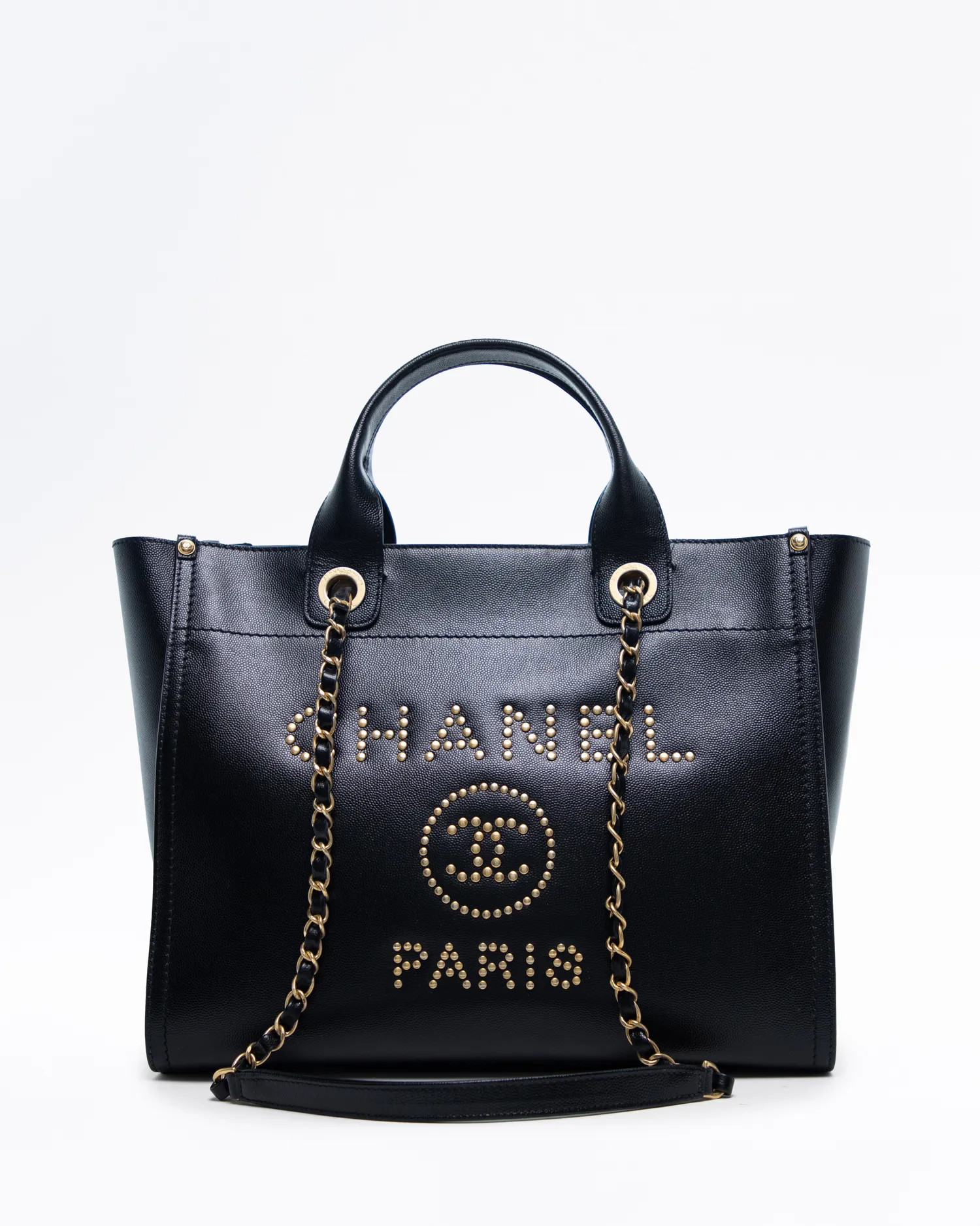 Caviar Studded Small Deauville Tote | Vivrelle