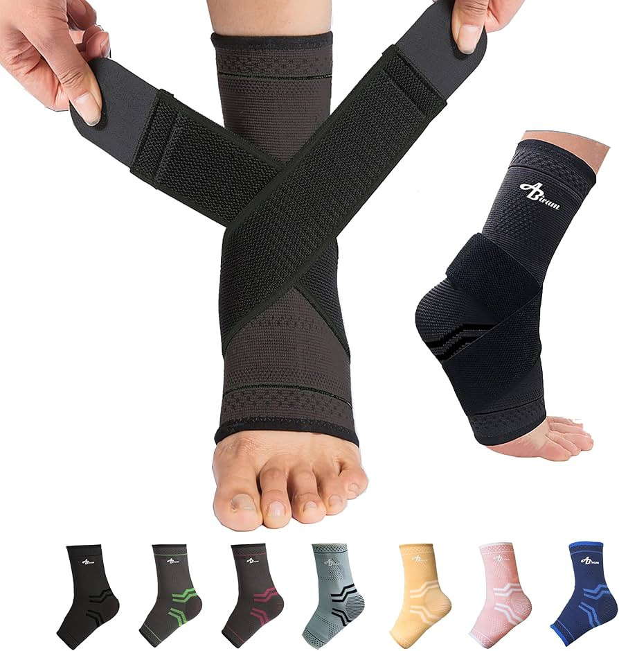 ABIRAM Foot Sleeve (Pair) with Compression Wrap, Ankle Brace For Arch, Ankle Support, Football, B... | Amazon (US)