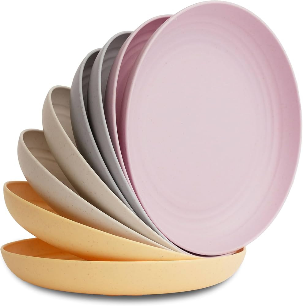 Deep Wheat Straw Plates - Dinner Plates Sets for 8, Reusable, Unbreakable Dinnerware, Microwavabl... | Amazon (CA)