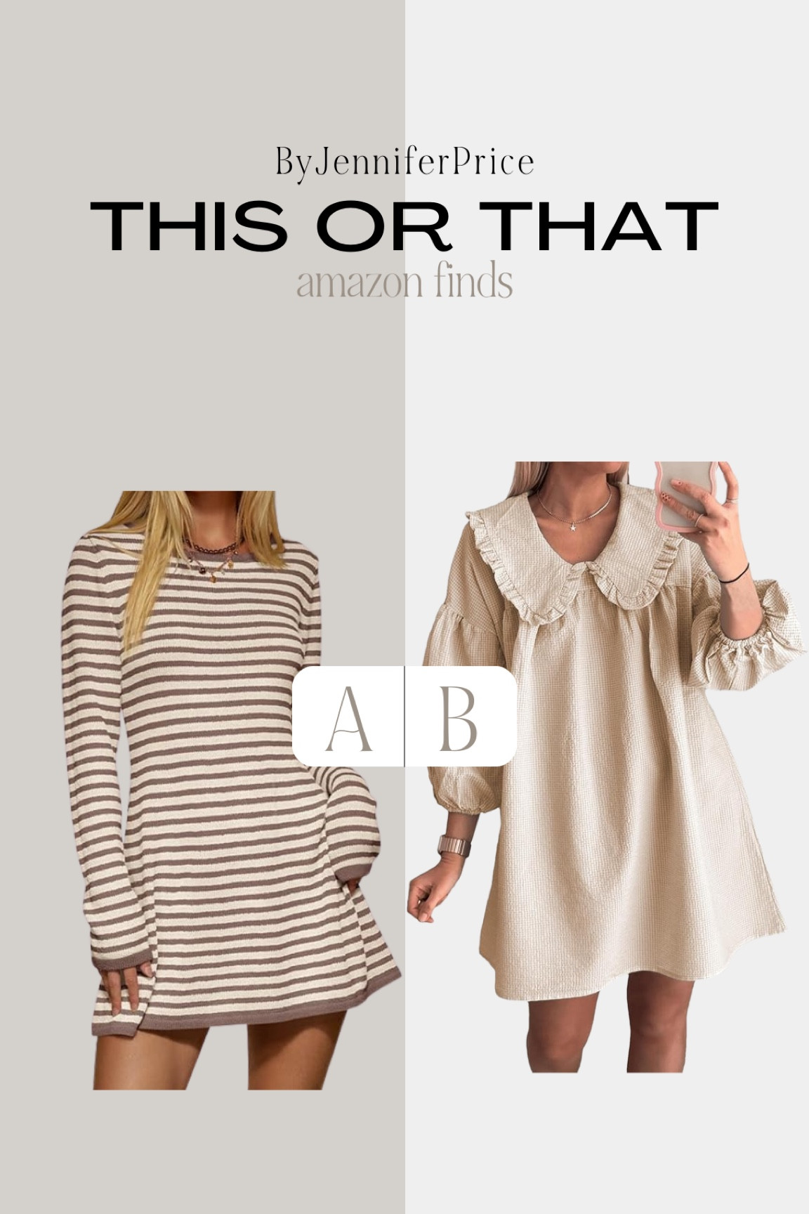 This or that: AMAZON FINDS

Casual outfit, outfit ideas, elegant style, minimal style, fashion inspo, neutral style, Amazon fashion, Amazon finds, ootd, basics, street style, neutral outfits, fall outfit, fall style, fall fashion, styling ideas, what to wear, chic style, outfit inspo, simple outfits, mini dress, fall dress, fall photo outfits 

#LTKSeasonal #LTKFindsUnder50 #LTKStyleTip