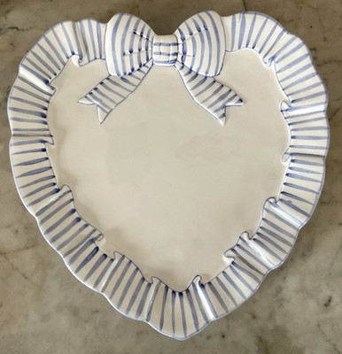 VTG THE HALDON GROUP HEART SHAPE BLUE STRIPE BOW SERVING PLATTER/PLATE  1989 12” | eBay US